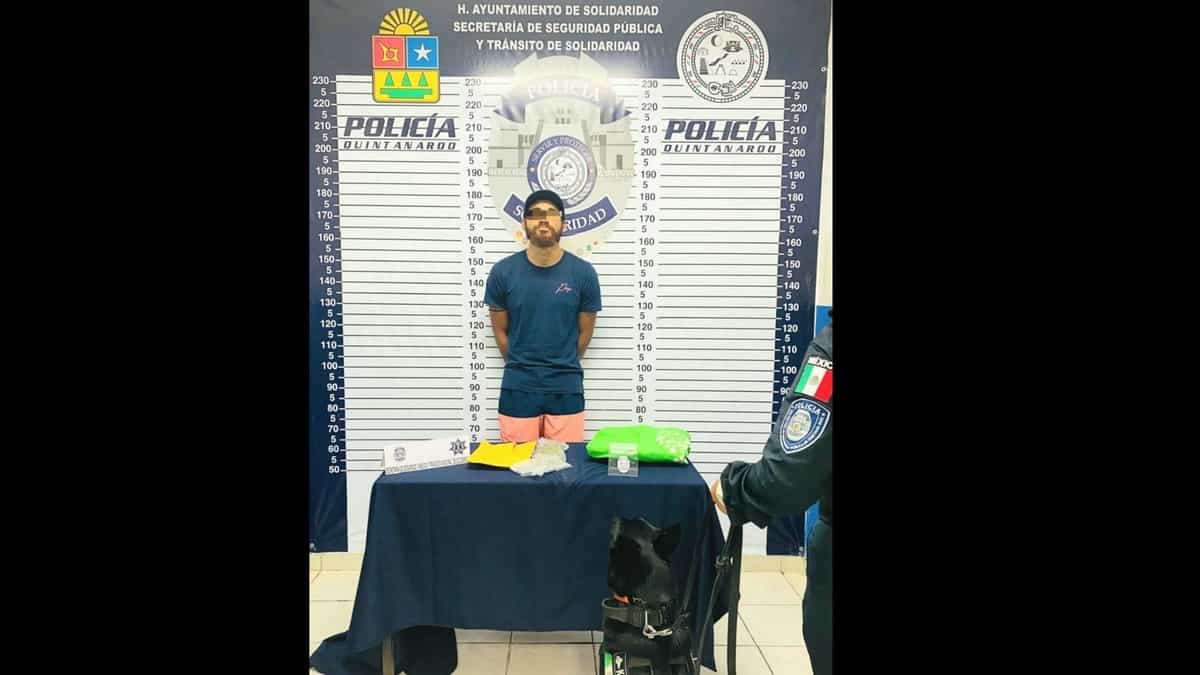 Policías de Solidaridad decomisan droga a joven extranjero