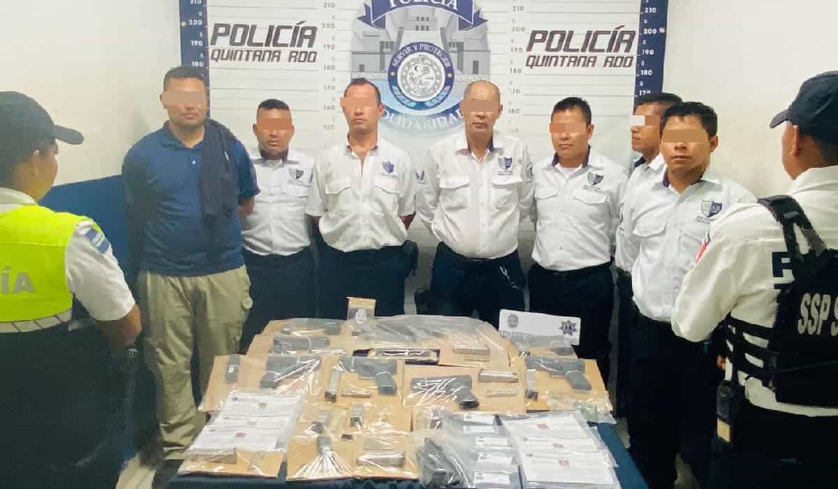 Detienen a 7 guardias de seguridad por portar armas en Playa del Carmen