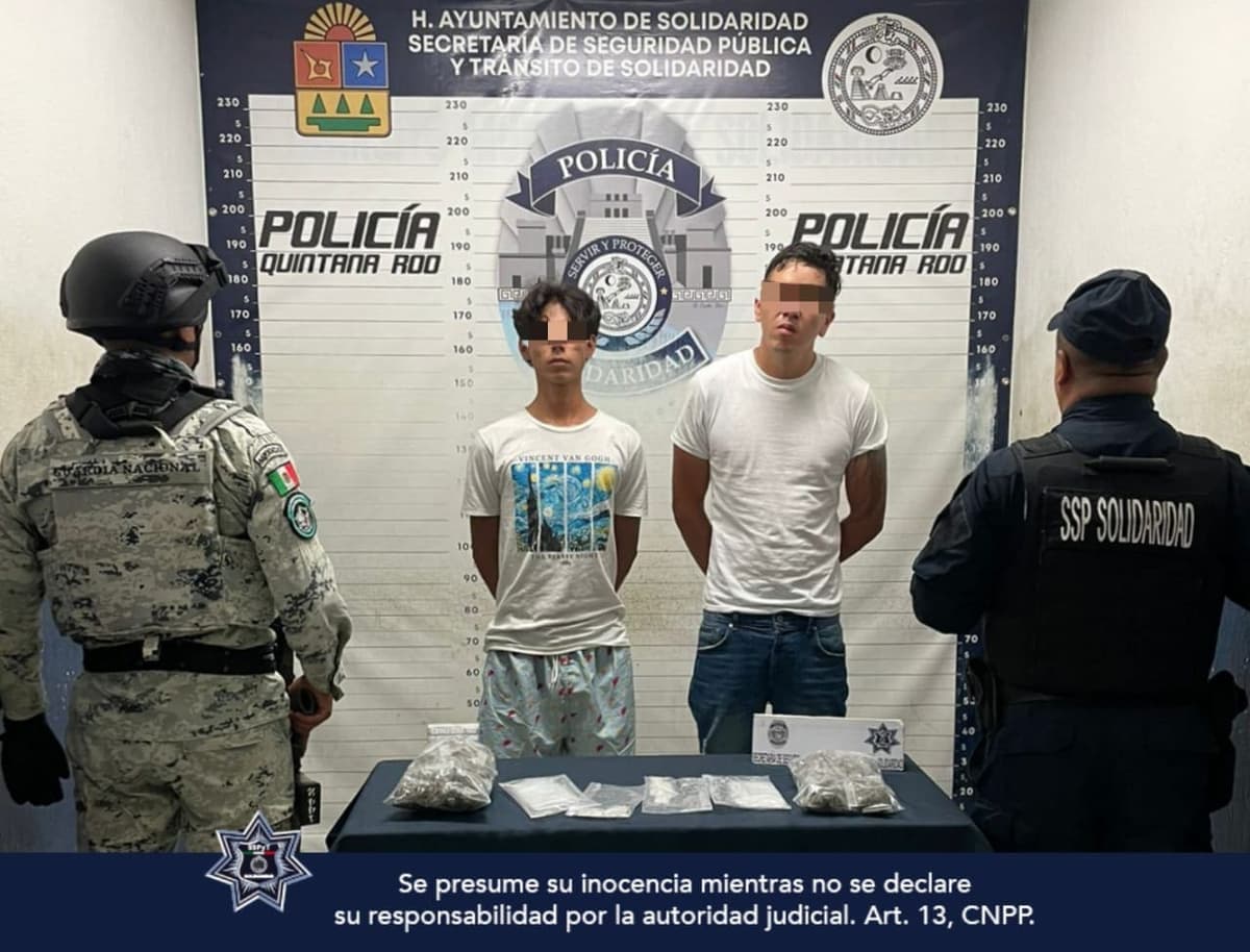 Detienen a dos personas en Solidaridad con posibles narcóticos y a otro sujeto por abuso sexual