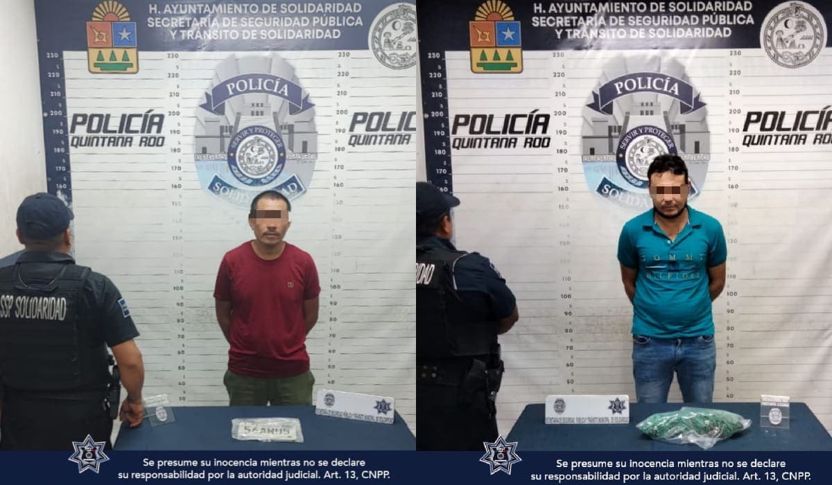 Policía Municipal de Solidaridad aseguro a dos sujetos, uno por manejar de forma negligente y a otro por agredir a una persona