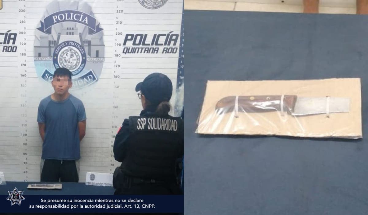 Policía Municipal de Solidaridad detuvieron a una persona por delito de portación de arma prohibida, y en otro hecho aseguraron un vehículo con placas sobrepuestas
