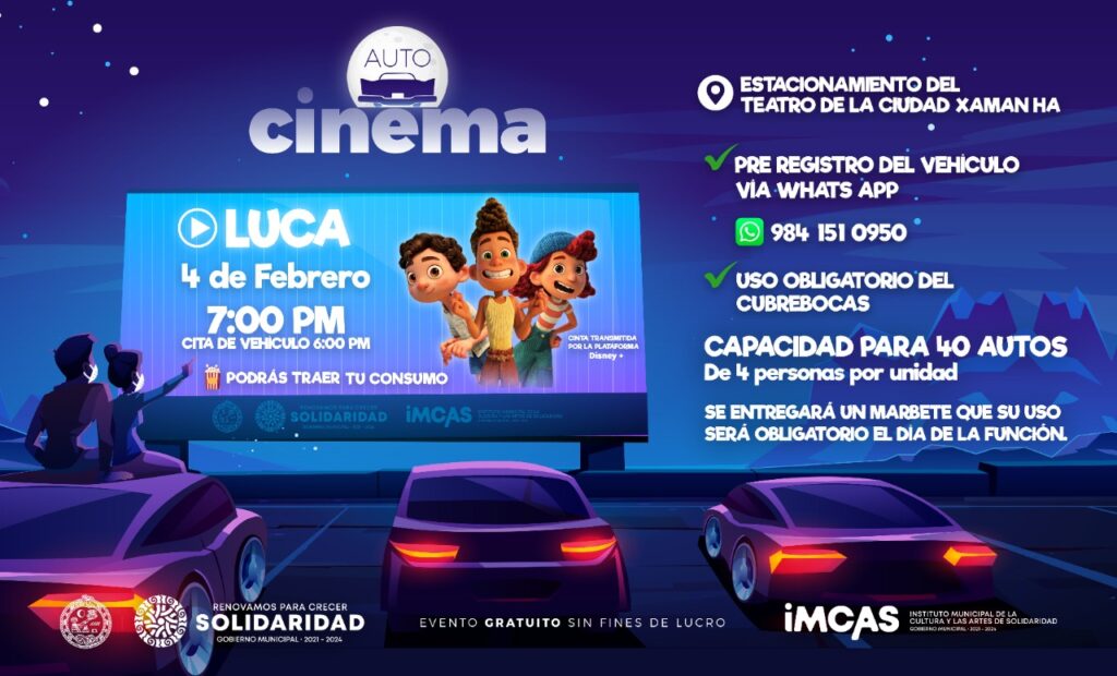 Gobierno municipal promueve la cultura con autocinema en el Teatro de la Ciudad