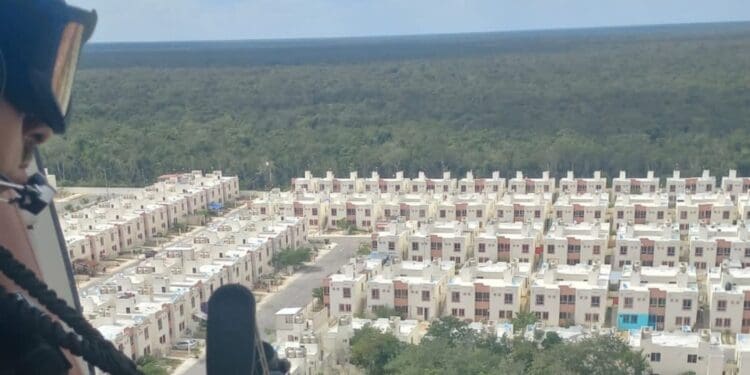 Secretaría de Seguridad Pública de Solidaridad sobrevuela el municipio para reforzar la seguridad