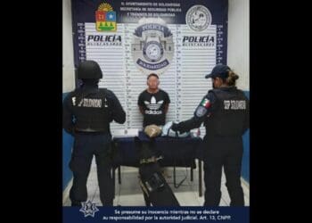 Perro detecta bolsa con marihuana en van foránea de Playa del Carmen