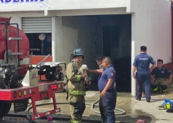 Rescatan a perro de incendio en una casa de Playa del Carmen