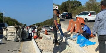 Muere trabajador del Tren Maya, tras ser embestido por un taxi en Playa del Carmen