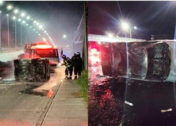 Vuelca y se incendia carro en Puerto Aventuras