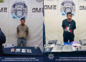 En dos casos distintos, Policía Municipal de Solidaridad aseguró a dos sujetos, uno en posesión de posibles drogas y a otro con diversos artículos