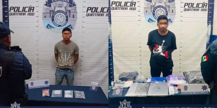 En dos casos distintos, Policía Municipal de Solidaridad aseguró a dos sujetos, uno en posesión de posibles drogas y a otro con diversos artículos