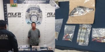 Policía Municipal detiene a sujeto en posesión de un arma de fuego y cartuchos en Solidaridad