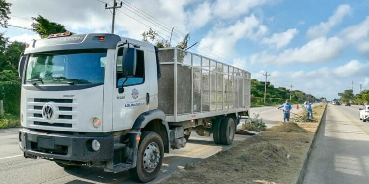 Mantienen carreteras limpias en Solidaridad