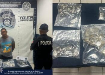 Policía Municipal de Solidaridad aseguro a un sujeto en posesión de más de 120 dosis de posibles drogas