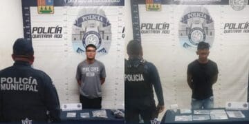 Policía Municipal de Solidaridad detiene a dos sujetos posiblemente relacionados con la venta de narcóticos, en dos hechos distintos