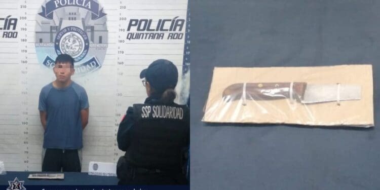 Policía Municipal de Solidaridad detuvieron a una persona por delito de portación de arma prohibida, y en otro hecho aseguraron un vehículo con placas sobrepuestas