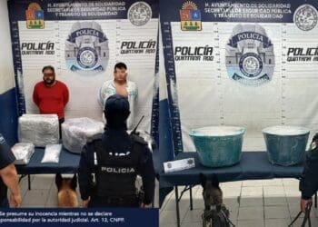 Policía Municipal de Solidaridad detuvo a 2 personas y aseguro 36 paquetes grandes con posibles narcóticos
