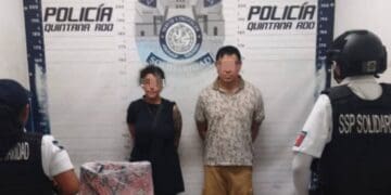 Policía Municipal de Solidaridad aseguro a un hombre y una mujer señalados de robarle sus pertenencias a una persona