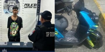 Policía Municipal de Solidaridad detiene a sujeto y asegura una motocicleta con placas sobrepuestas