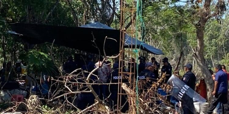 Policía frustra invasión de predios frente al Colegio Mayaland en Playa del Carmen
