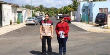 Estefanía Mercado pavimenta ocho mil metros cuadrados de vialidad en Villamar 2 de Playa del Carmen